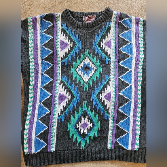 Vintage Concrete Mix Southwest Pattern Crewneck Sweater - Picture 5 of 9